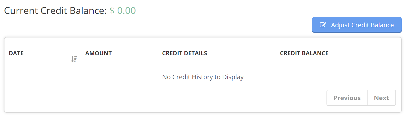 Credit Balance Screen