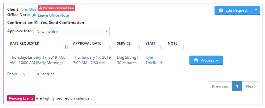 Past Due Notification For Vaccination In Pending Request